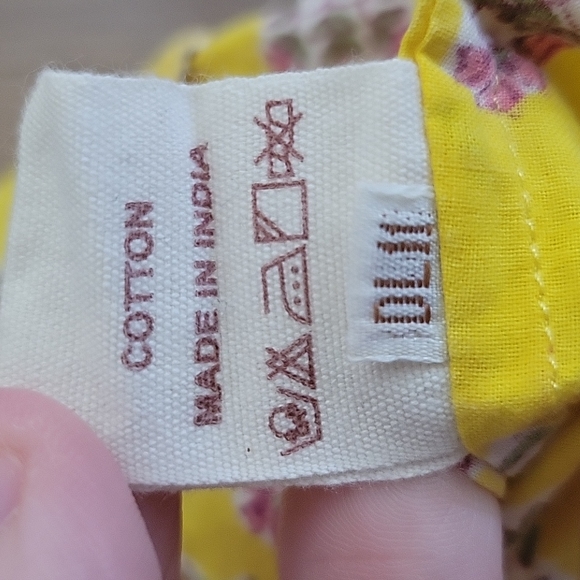 Girls Fabindia yellow and pink cotton dress 6-12 month - Picture 4 of 5